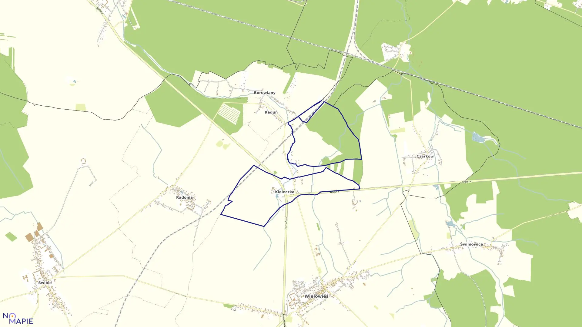 Mapa obrębu Kieleczka w gminie Wielowieś